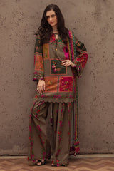 3PC Printed Eliza Winter Silk Brown