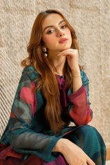 Emerelle Digital Printed 2Pcs Premium Khaddar green