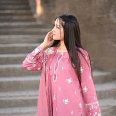 Pink Flora Embroidered 3pcs