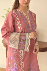 Nura baby pink Embroidered 3pcs